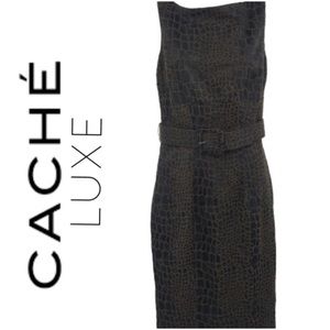 Cache Luxe Belted Sheath Dress Black/Brown